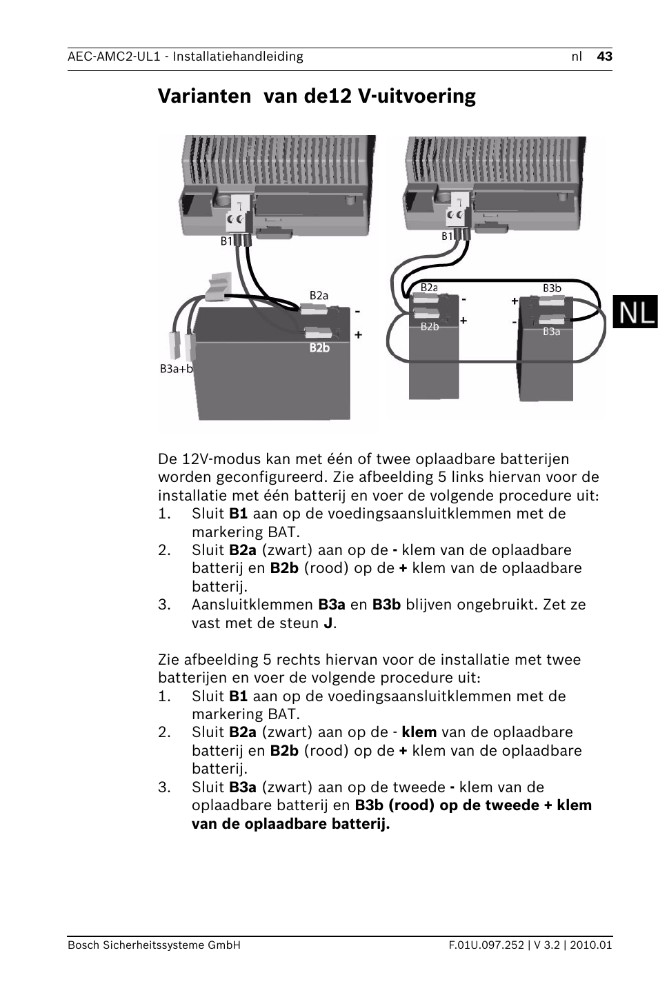 Varianten van de12 v-uitvoering | Bosch AMC2 ENC-UL1 - Enclosure - Small User Manual | Page 43 / 88