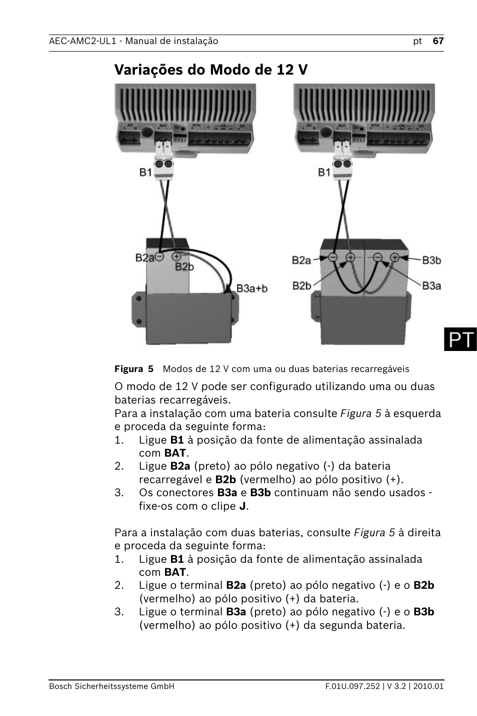 Variações do modo de 12 v | Bosch AMC2 ENC-UL1 - Enclosure - Small User Manual | Page 67 / 88