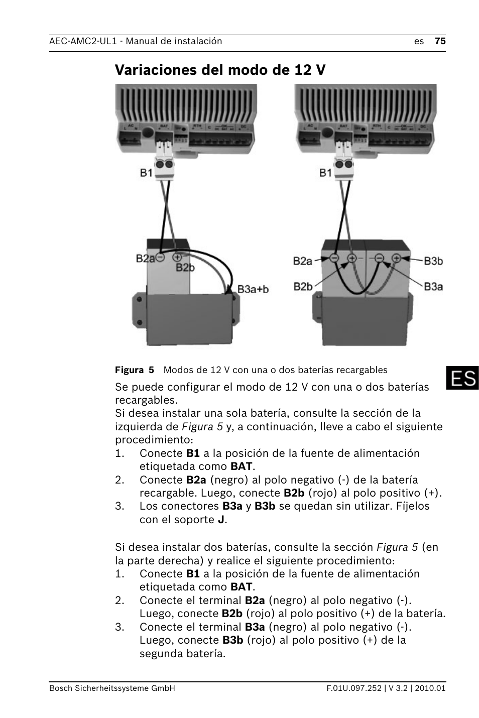 Variaciones del modo de 12 v | Bosch AMC2 ENC-UL1 - Enclosure - Small User Manual | Page 75 / 88