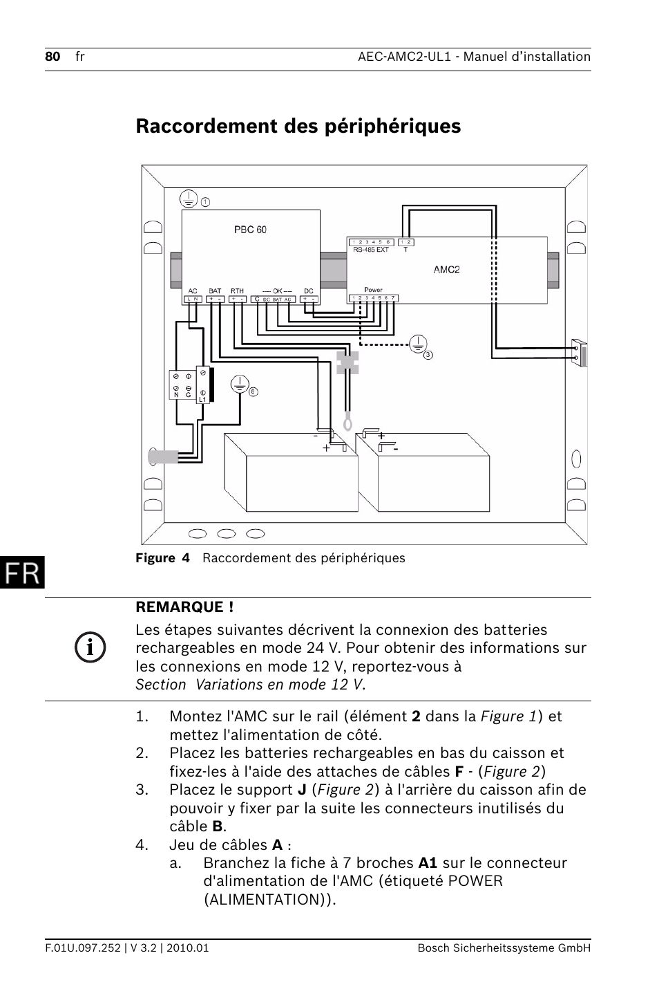 Raccordement des périphériques | Bosch AMC2 ENC-UL1 - Enclosure - Small User Manual | Page 80 / 88