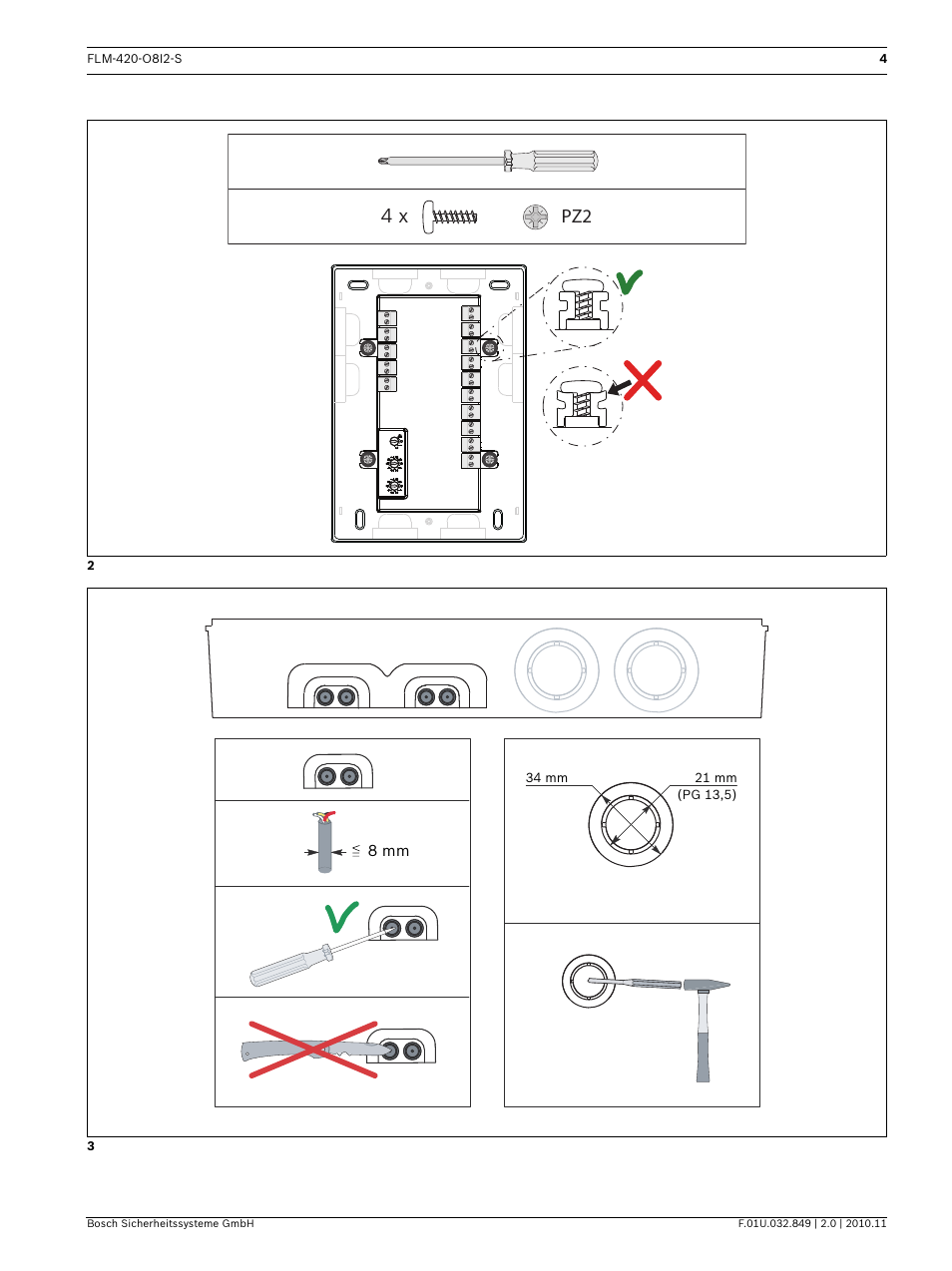 4 x pz2 | Bosch FLM-420-O8I2-S Octo-output Interface Module with 2 Inputs User Manual | Page 4 / 40