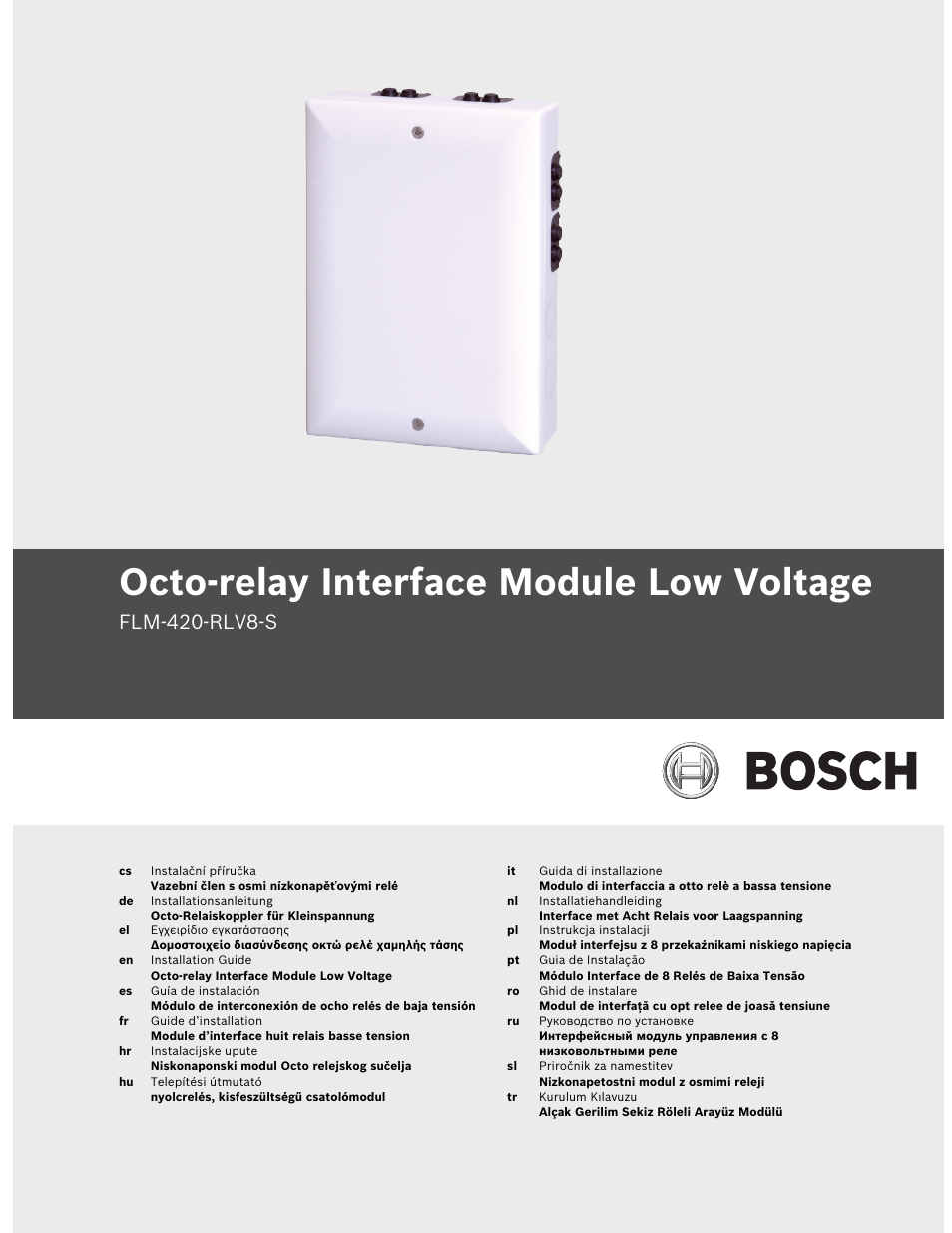 Bosch FLM-420-RLV8-S Octo-relay Interface Module Low Voltage User Manual | 24 pages