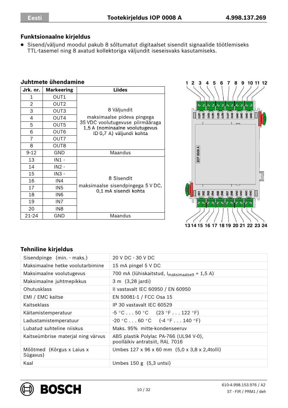 Bosch IOP 0008 A Input User Manual | Page 10 / 32
