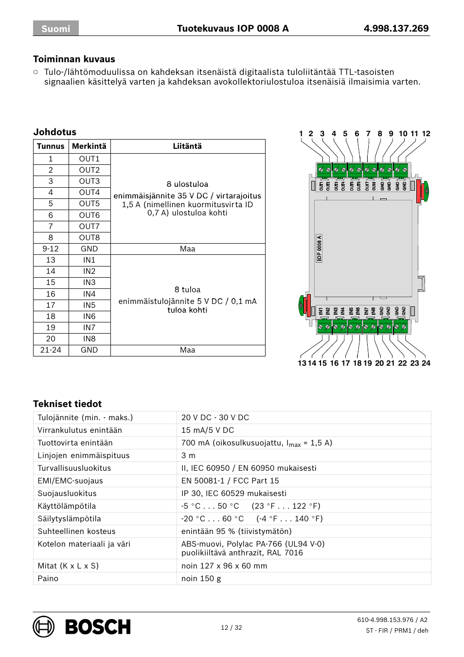Bosch IOP 0008 A Input User Manual | Page 12 / 32