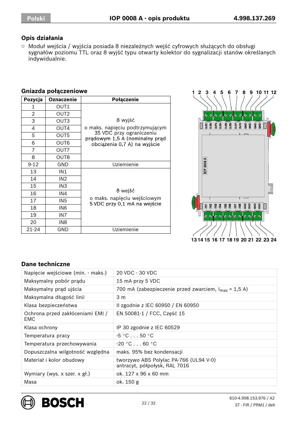 Bosch IOP 0008 A Input User Manual | Page 22 / 32