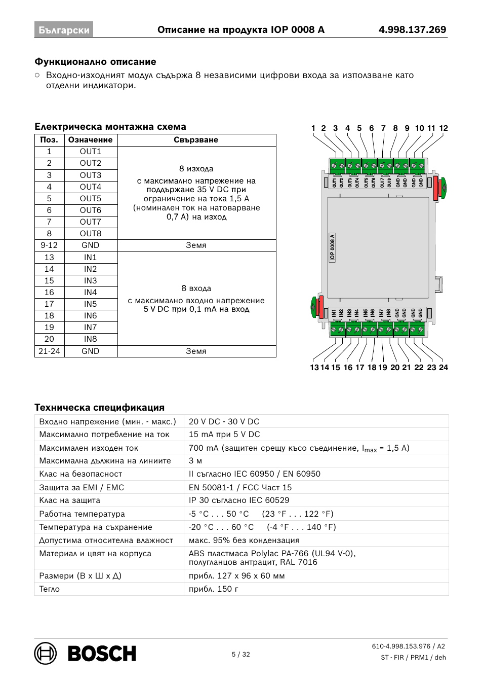 Bosch IOP 0008 A Input User Manual | Page 5 / 32
