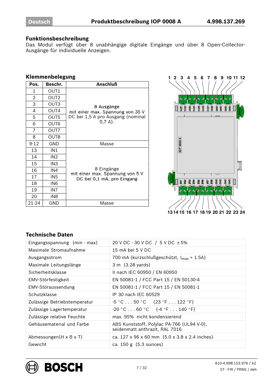 Bosch IOP 0008 A Input User Manual | Page 7 / 32