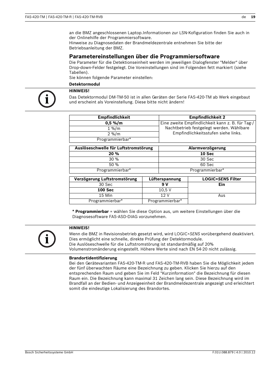 Detektormodul, Brandortidentifizierung | Bosch FAS-420-TM Series Aspirating Smoke Detectors LSN improved version User Manual | Page 19 / 96