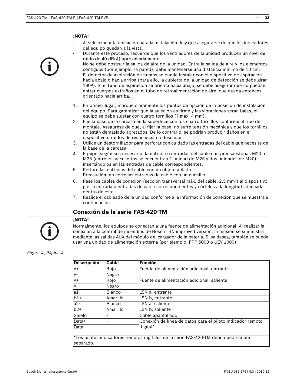 Conexión de la serie fas-420-tm | Bosch FAS-420-TM Series Aspirating Smoke Detectors LSN improved version User Manual | Page 33 / 96
