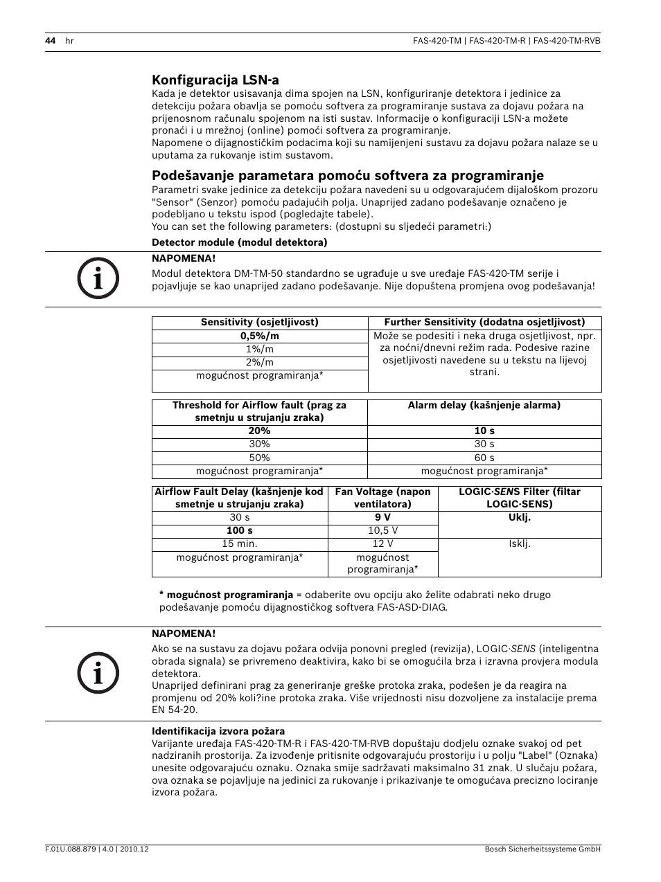 Konfiguracija lsn-a, Detector module (modul detektora), Identifikacija izvora požara | Bosch FAS-420-TM Series Aspirating Smoke Detectors LSN improved version User Manual | Page 44 / 96
