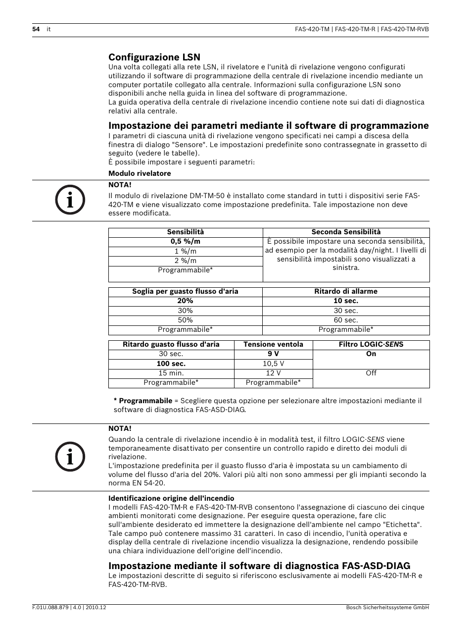 Configurazione lsn, Modulo rivelatore, Identificazione origine dell'incendio | Bosch FAS-420-TM Series Aspirating Smoke Detectors LSN improved version User Manual | Page 54 / 96