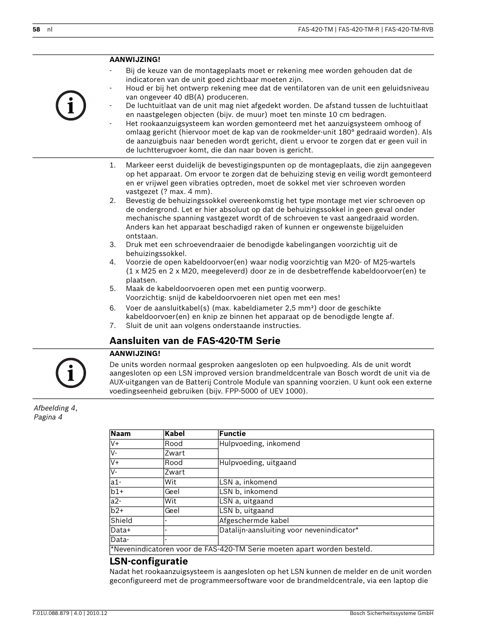 Aansluiten van de fas-420-tm serie, Lsn-configuratie | Bosch FAS-420-TM Series Aspirating Smoke Detectors LSN improved version User Manual | Page 58 / 96