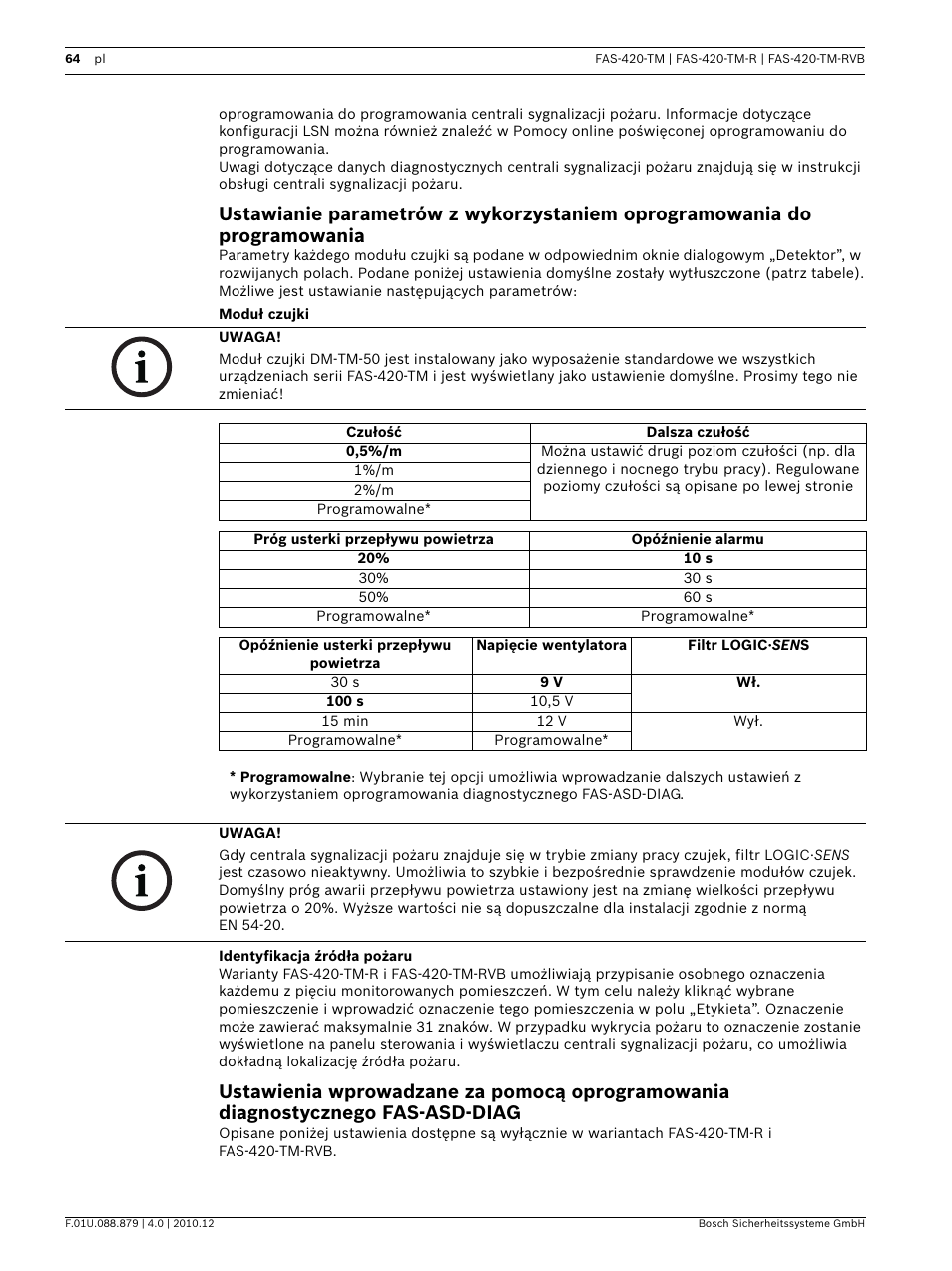Moduł czujki, Identyfikacja źródła pożaru | Bosch FAS-420-TM Series Aspirating Smoke Detectors LSN improved version User Manual | Page 64 / 96