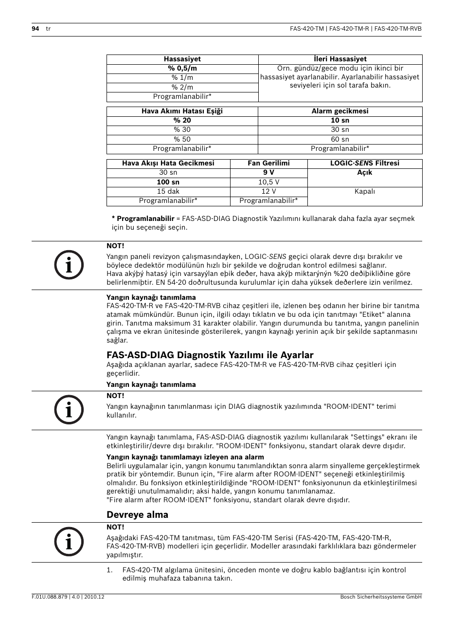 Yangın kaynağı tanımlama, Fas-asd-diag diagnostik yazılımı ile ayarlar, Yangın kaynağı tanımlamayı izleyen ana alarm | Devreye alma | Bosch FAS-420-TM Series Aspirating Smoke Detectors LSN improved version User Manual | Page 94 / 96