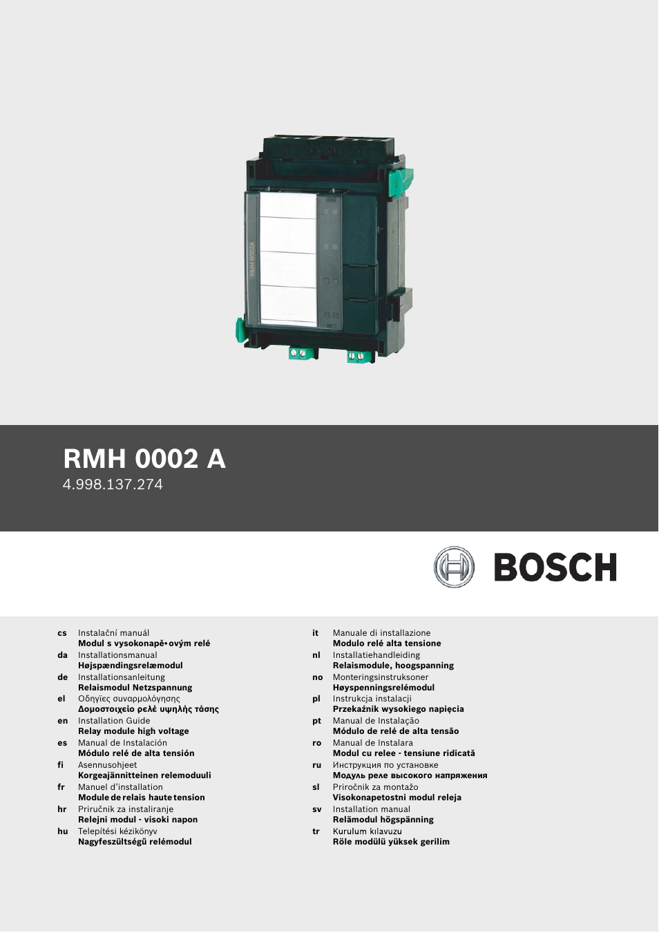 Bosch RMH 0002 A Relay Module User Manual | 24 pages