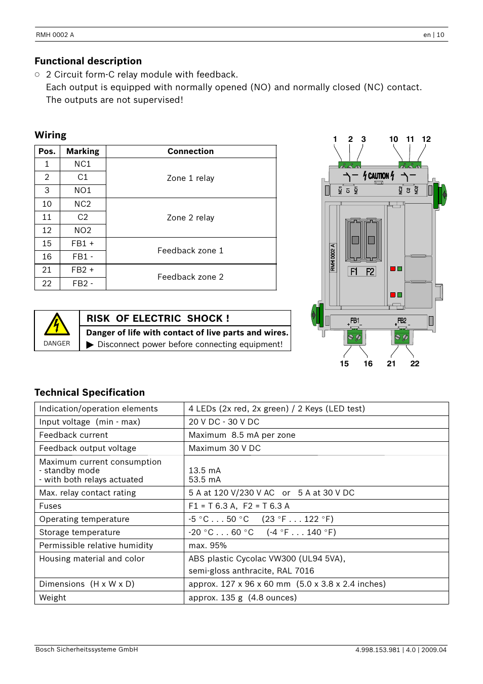 Bosch RMH 0002 A Relay Module User Manual | Page 10 / 24