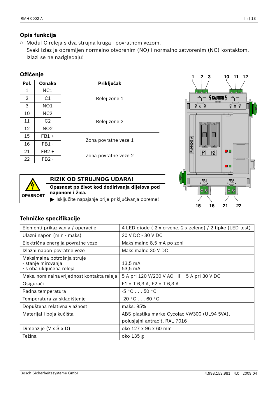 Bosch RMH 0002 A Relay Module User Manual | Page 13 / 24