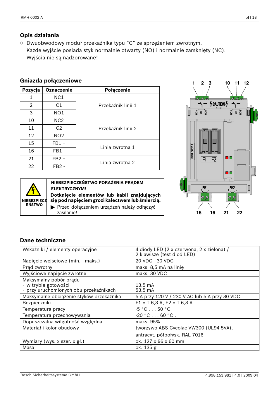 Bosch RMH 0002 A Relay Module User Manual | Page 18 / 24