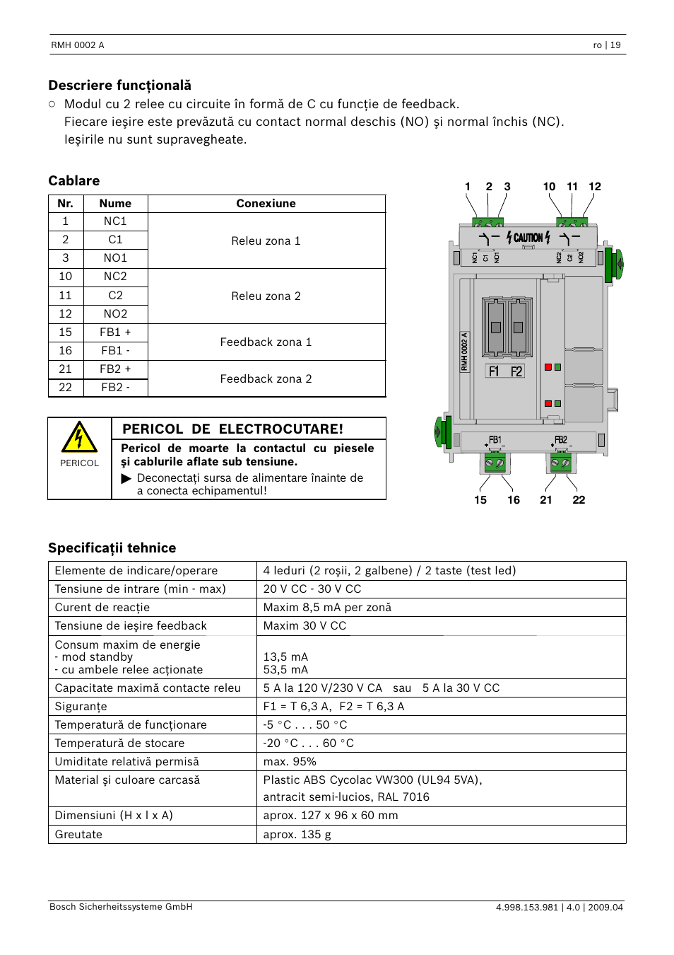 Bosch RMH 0002 A Relay Module User Manual | Page 19 / 24