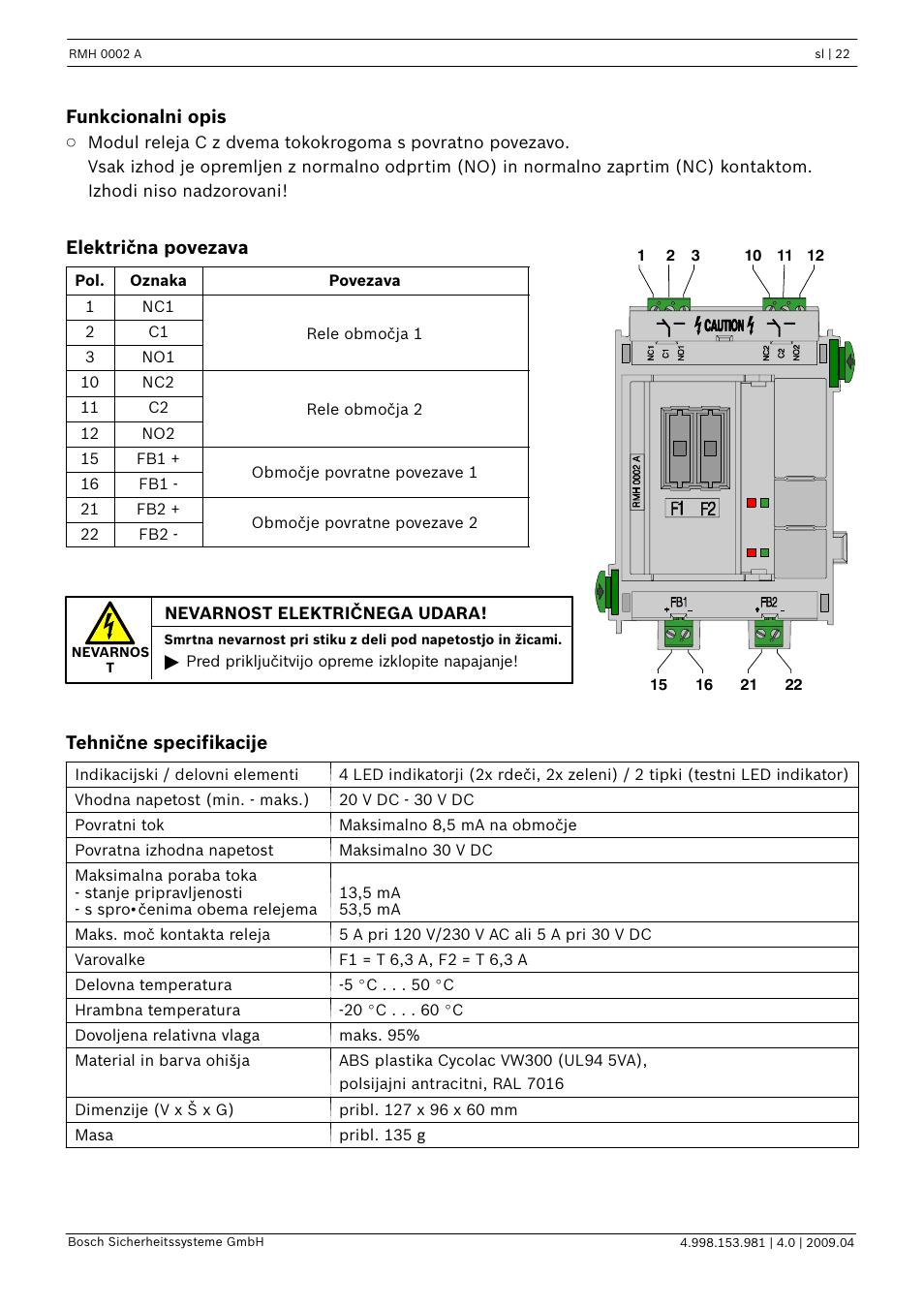 Bosch RMH 0002 A Relay Module User Manual | Page 22 / 24