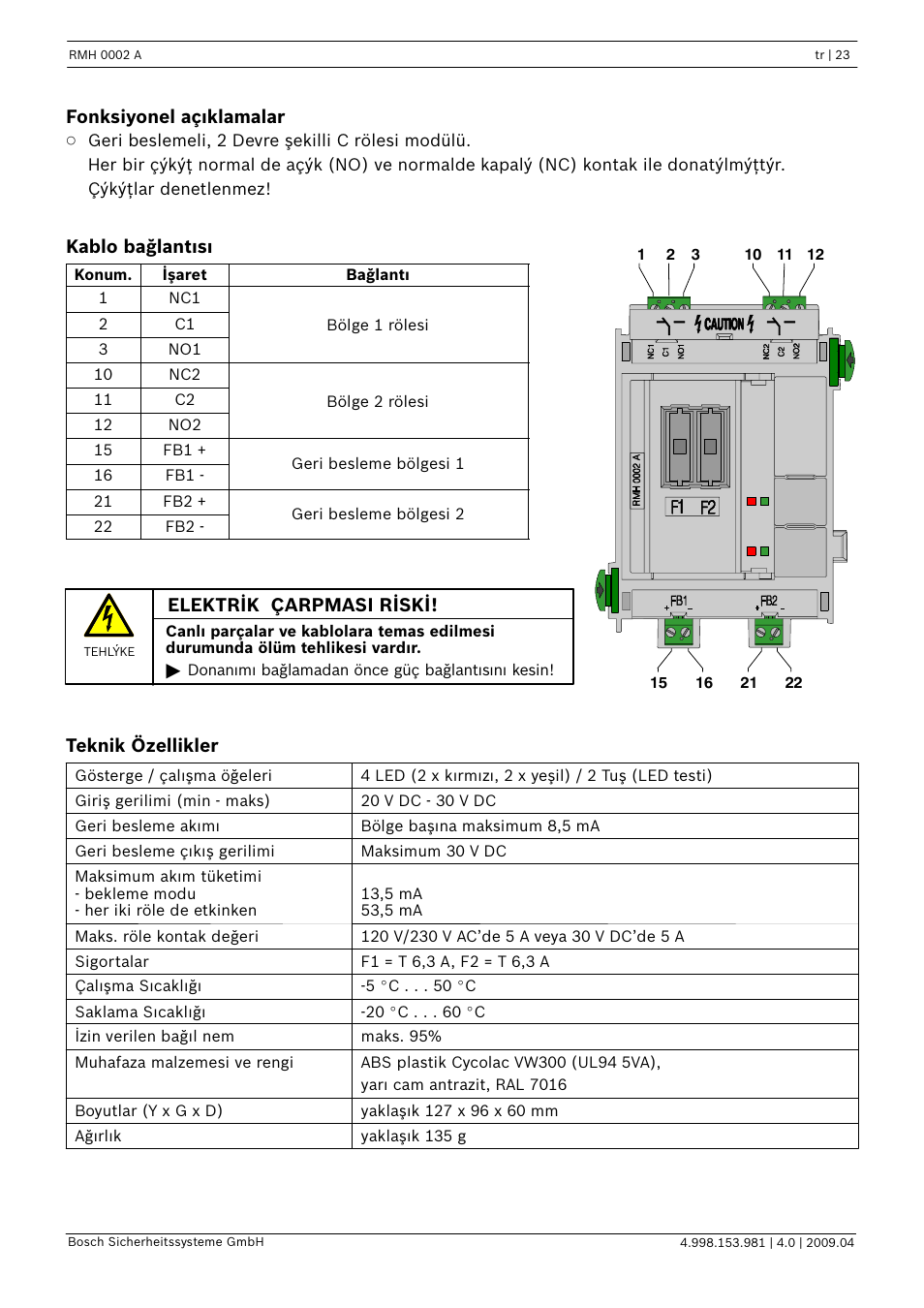 Bosch RMH 0002 A Relay Module User Manual | Page 23 / 24