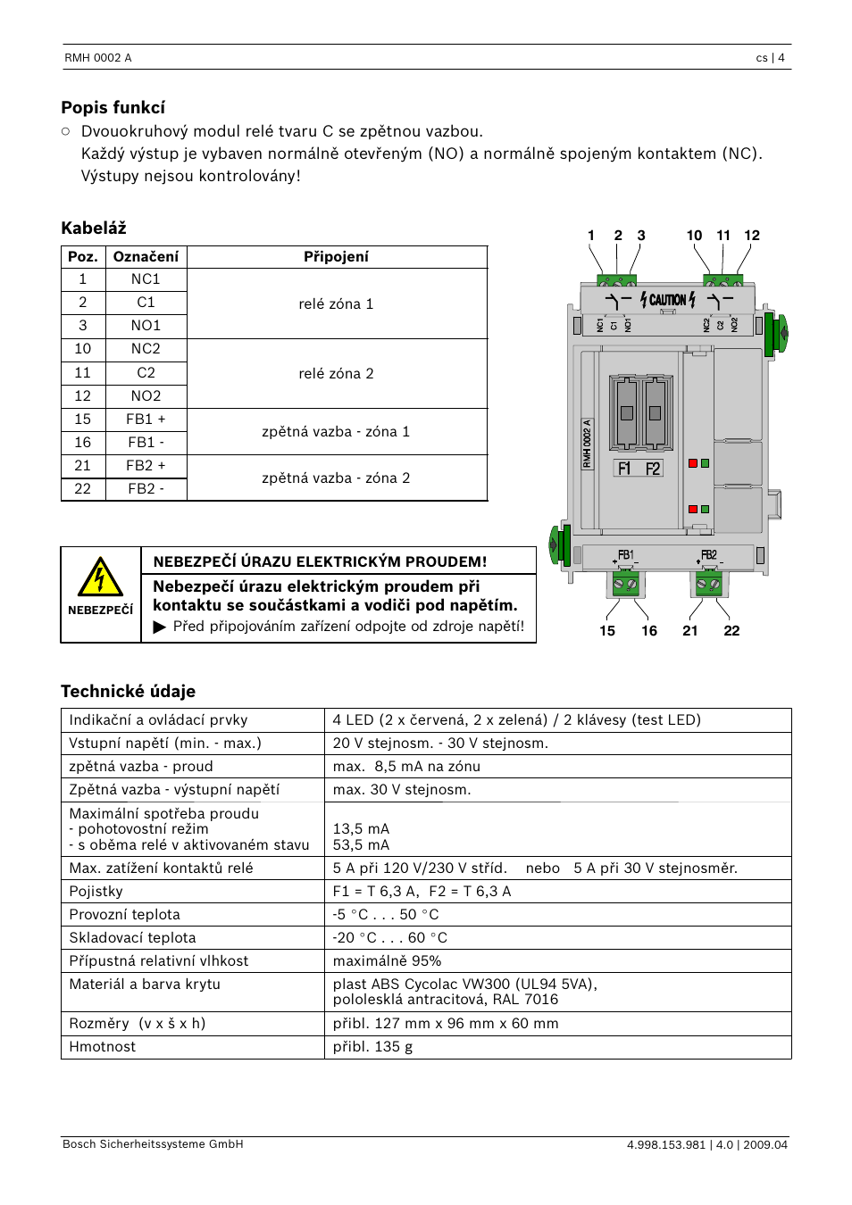 Bosch RMH 0002 A Relay Module User Manual | Page 4 / 24