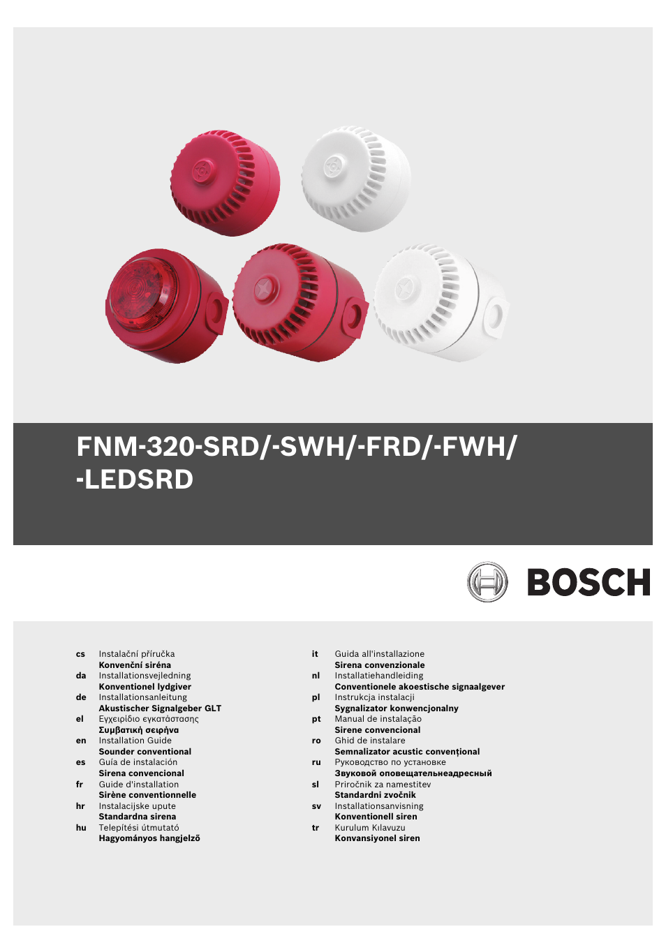 Bosch FNM-320 Sounders Conventional User Manual | 20 pages