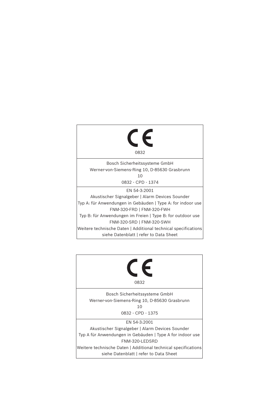 Bosch FNM-320 Sounders Conventional User Manual | Page 2 / 20