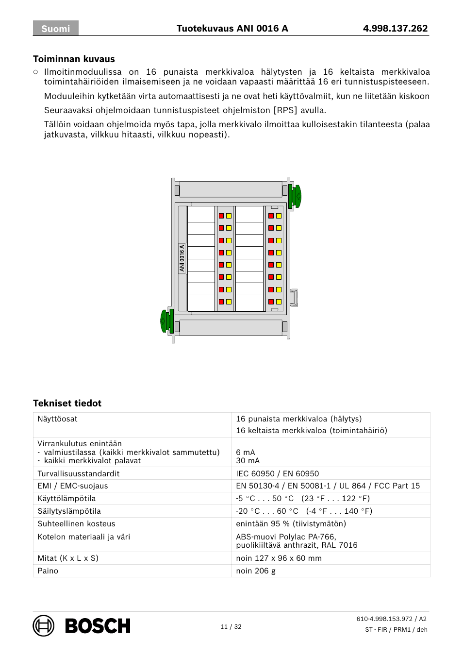 Bosch ANI 0016 A Annunciator Module User Manual | Page 11 / 32