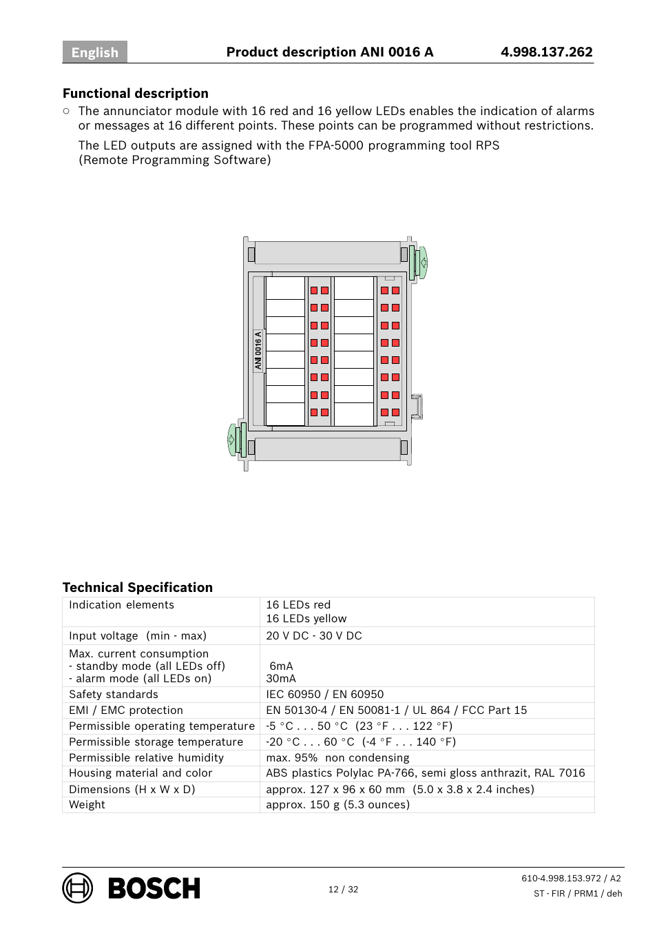 Bosch ANI 0016 A Annunciator Module User Manual | Page 12 / 32