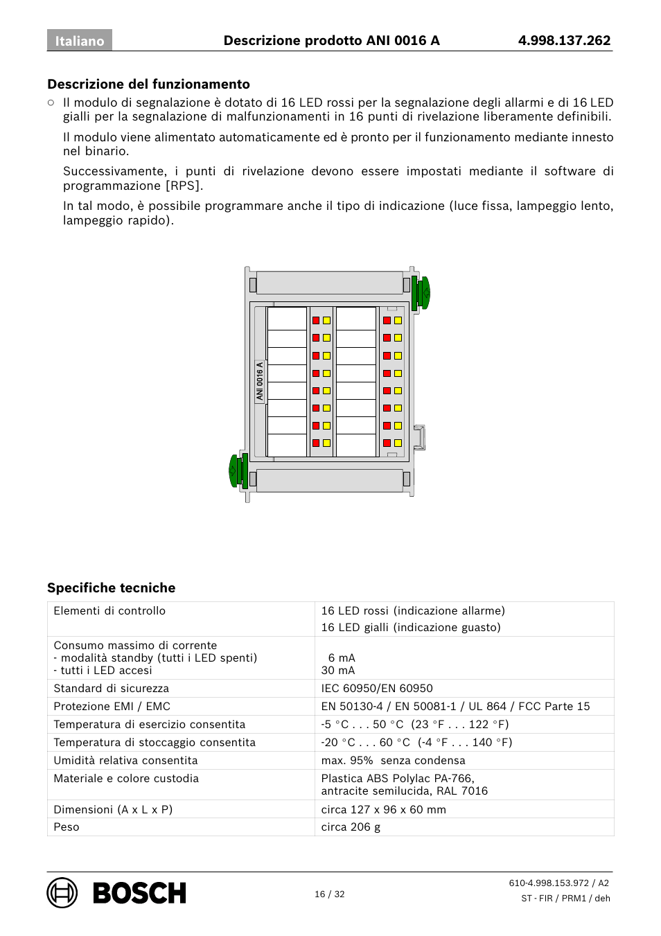 Bosch ANI 0016 A Annunciator Module User Manual | Page 16 / 32