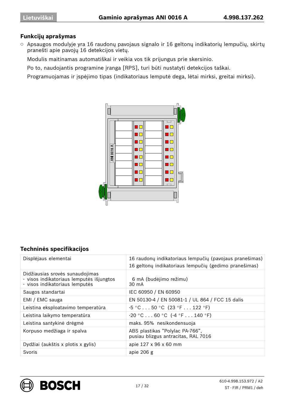 Bosch ANI 0016 A Annunciator Module User Manual | Page 17 / 32