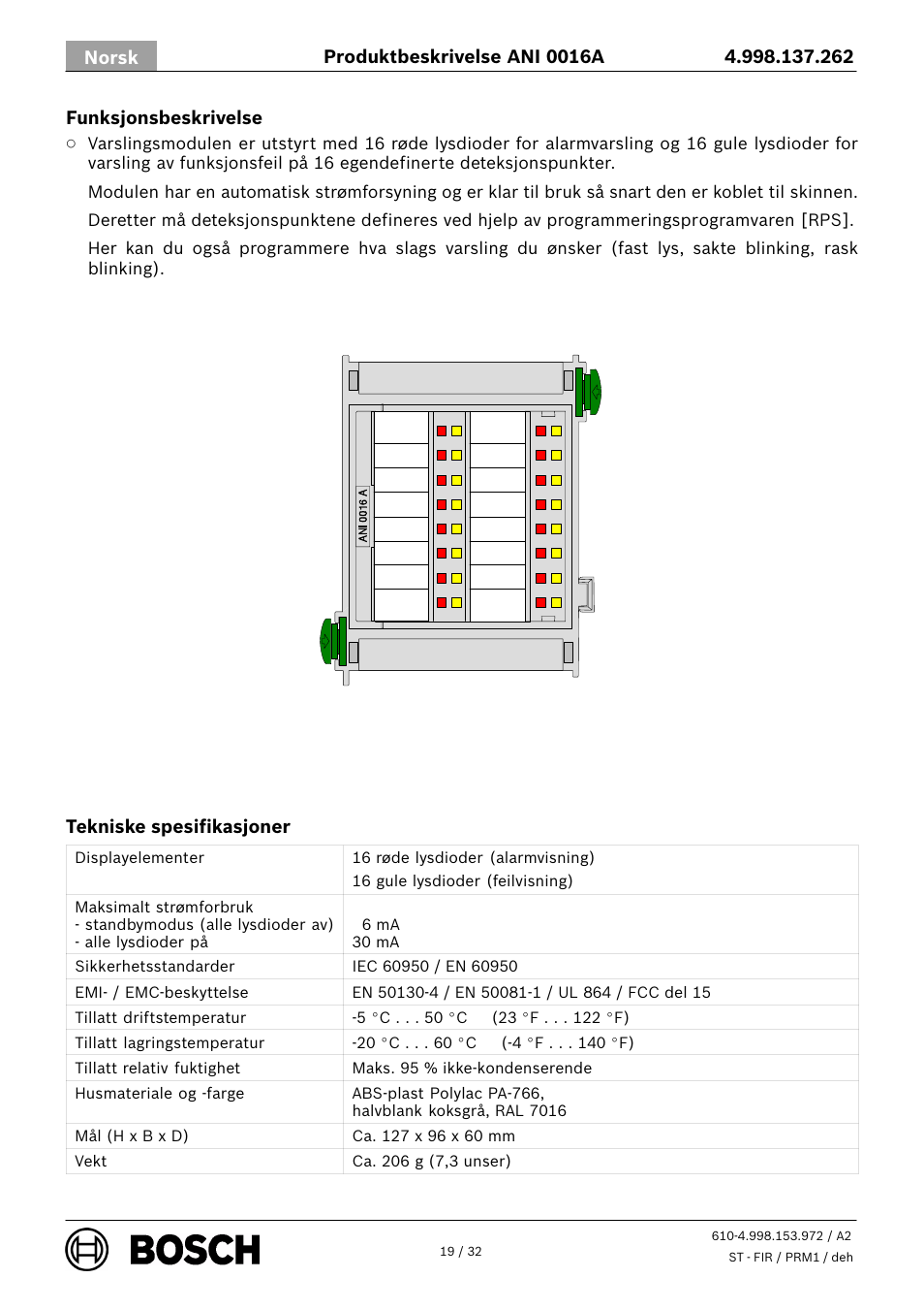 Bosch ANI 0016 A Annunciator Module User Manual | Page 19 / 32