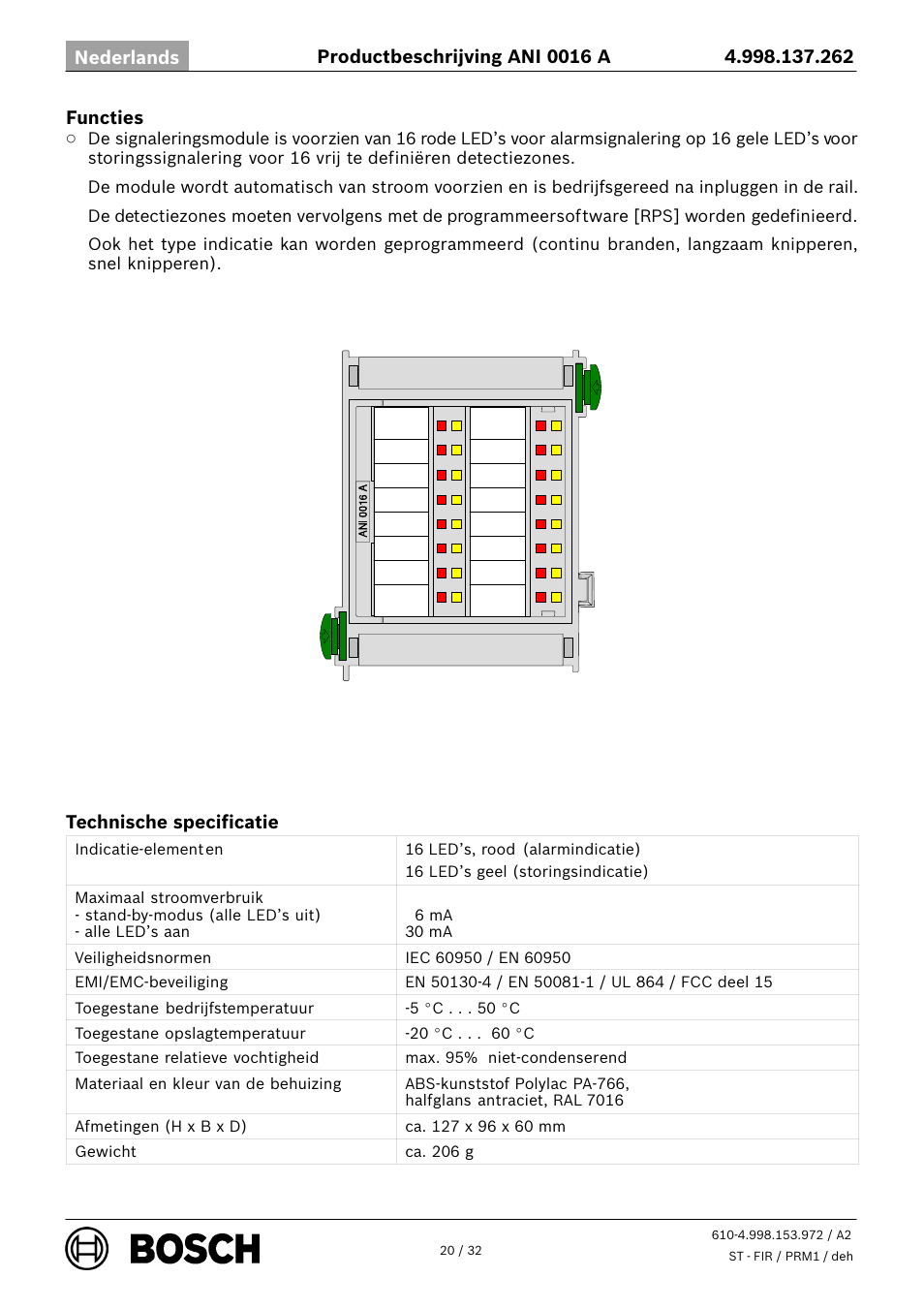 Bosch ANI 0016 A Annunciator Module User Manual | Page 20 / 32