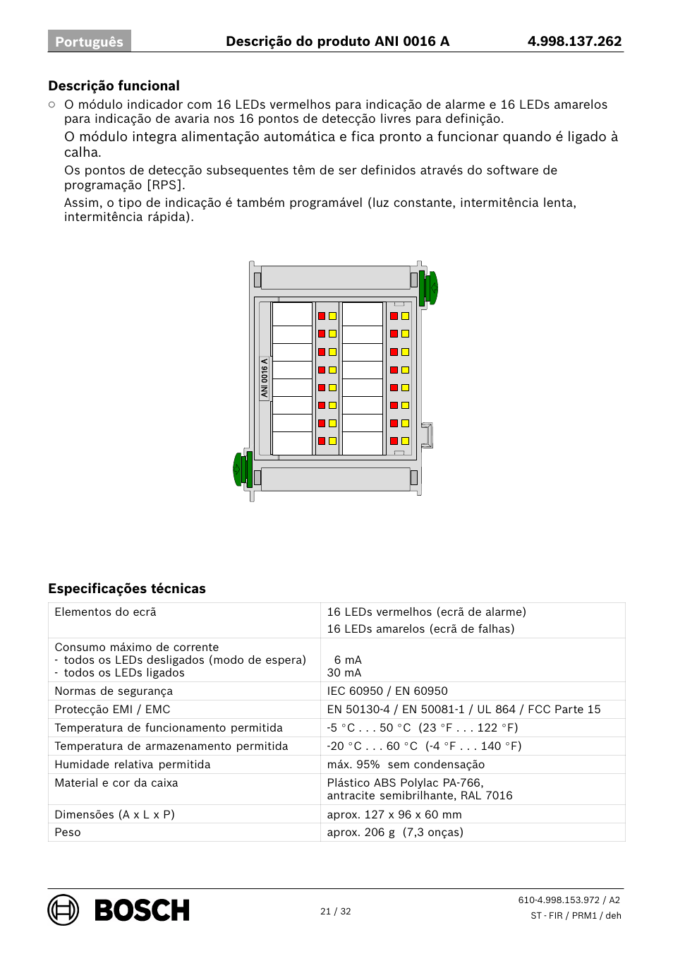 Bosch ANI 0016 A Annunciator Module User Manual | Page 21 / 32