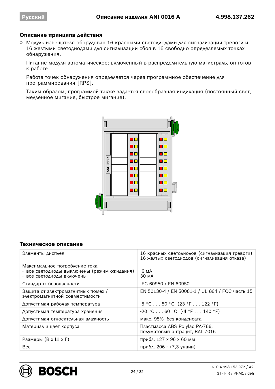 Bosch ANI 0016 A Annunciator Module User Manual | Page 24 / 32