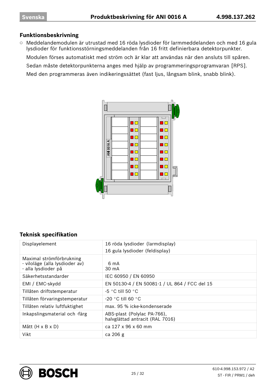 Bosch ANI 0016 A Annunciator Module User Manual | Page 25 / 32