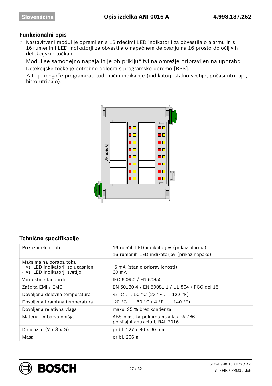 Bosch ANI 0016 A Annunciator Module User Manual | Page 27 / 32