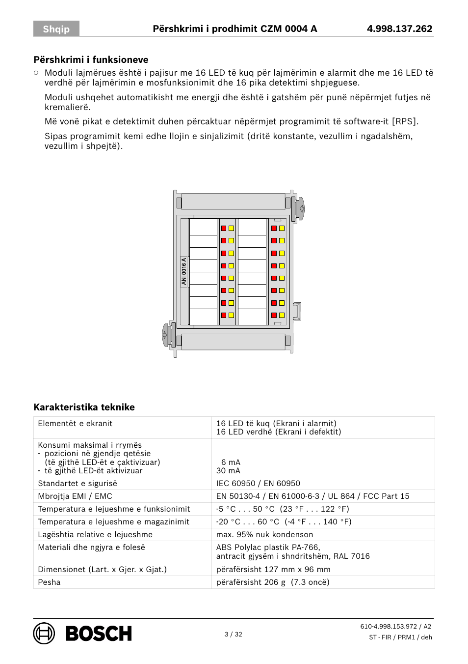 Bosch ANI 0016 A Annunciator Module User Manual | Page 3 / 32