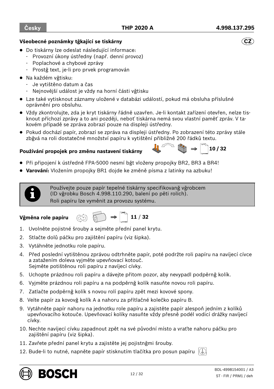 Bosch THP 2020 A Thermal Printer User Manual | Page 12 / 32