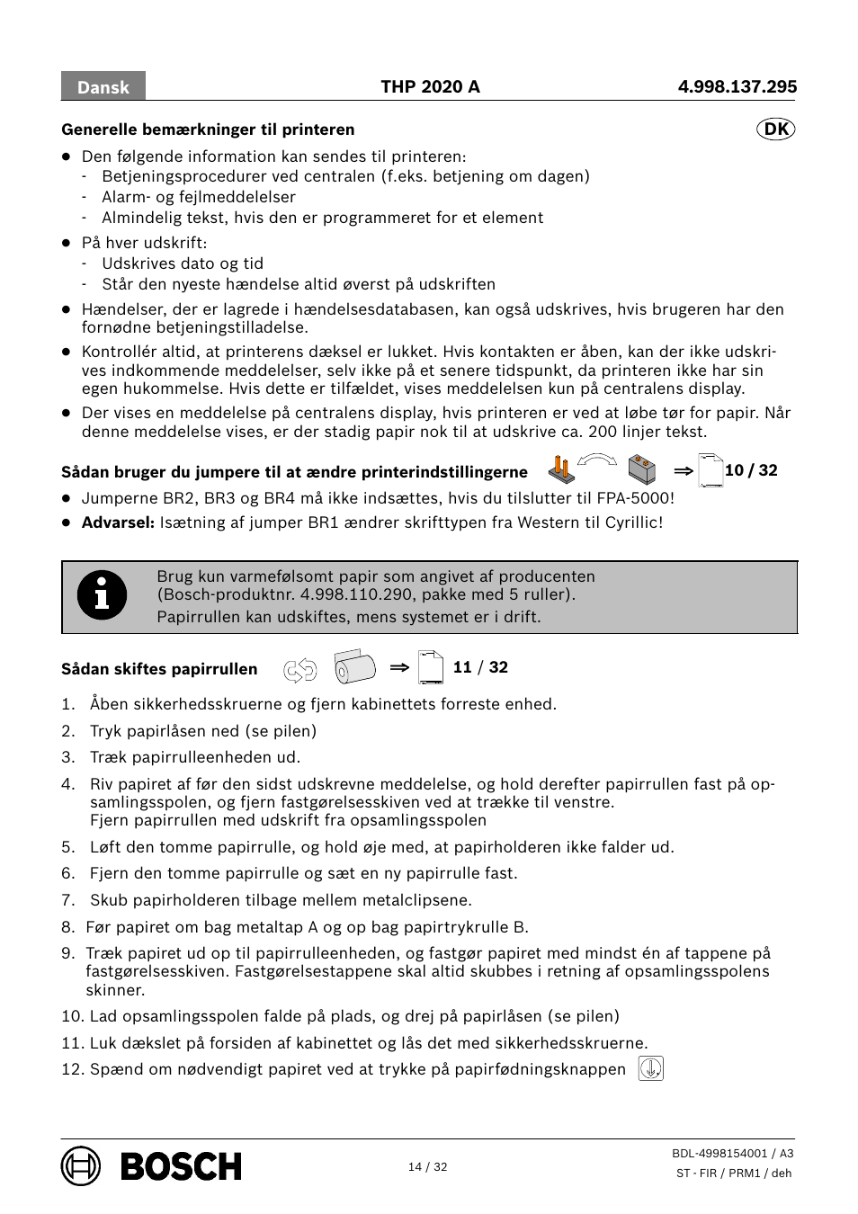 Bosch THP 2020 A Thermal Printer User Manual | Page 14 / 32