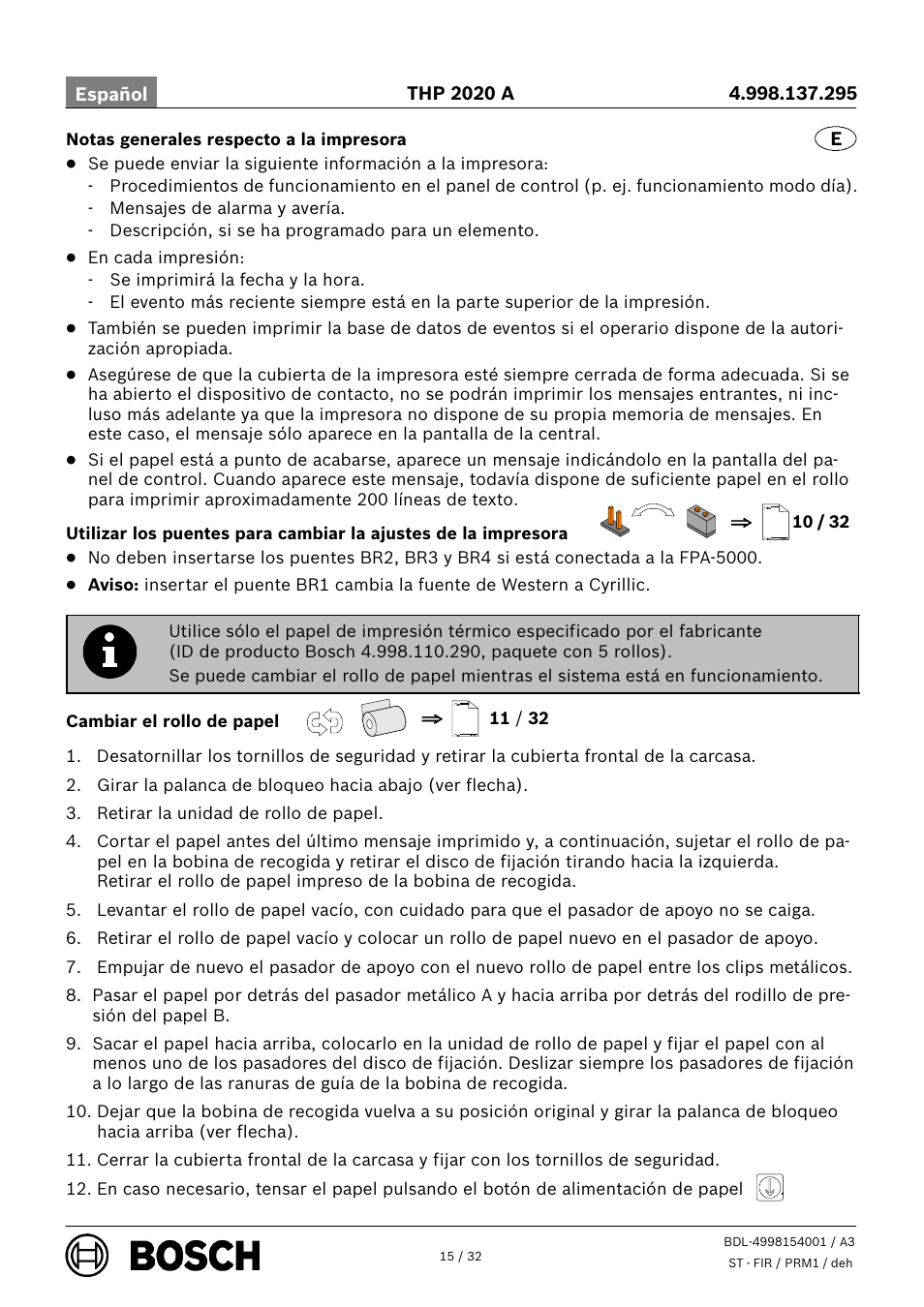 Bosch THP 2020 A Thermal Printer User Manual | Page 15 / 32