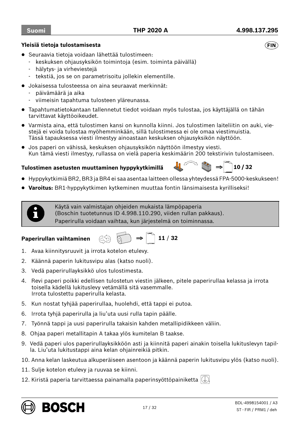 Bosch THP 2020 A Thermal Printer User Manual | Page 17 / 32