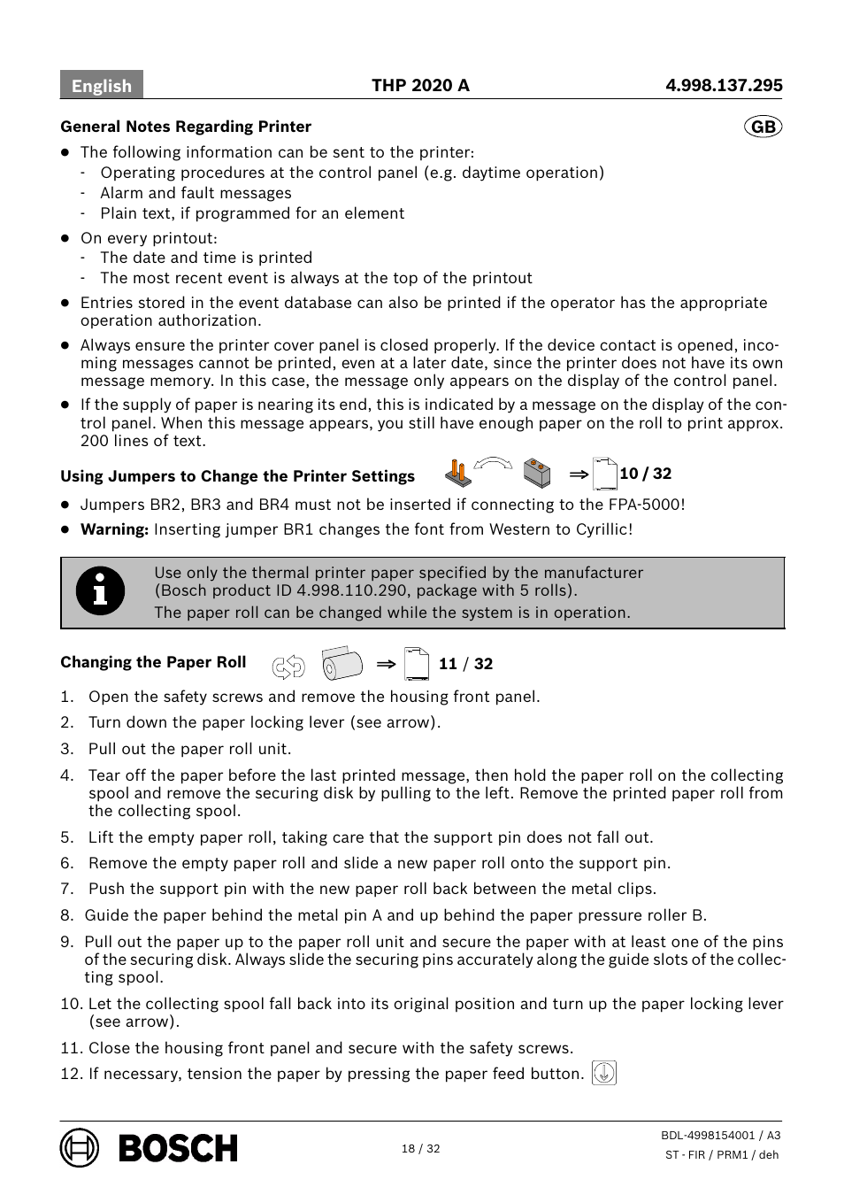 Bosch THP 2020 A Thermal Printer User Manual | Page 18 / 32