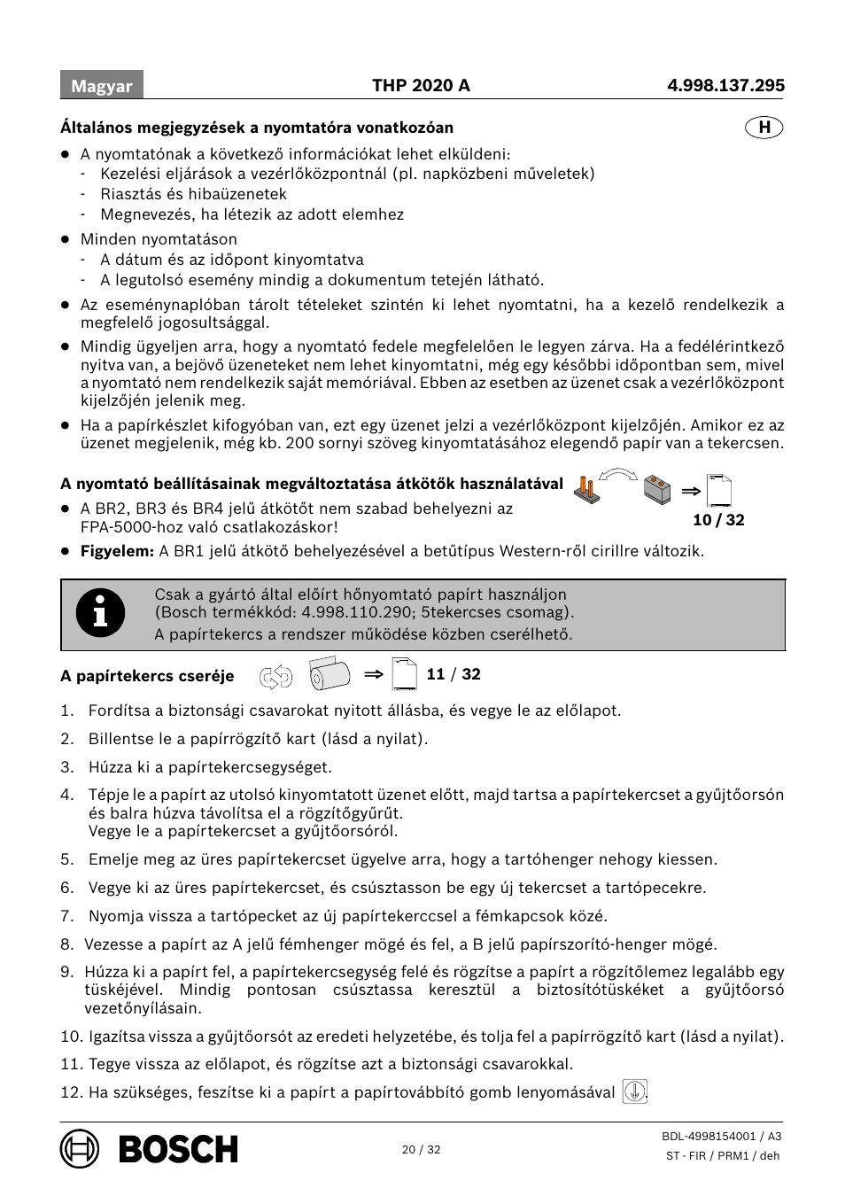 Bosch THP 2020 A Thermal Printer User Manual | Page 20 / 32