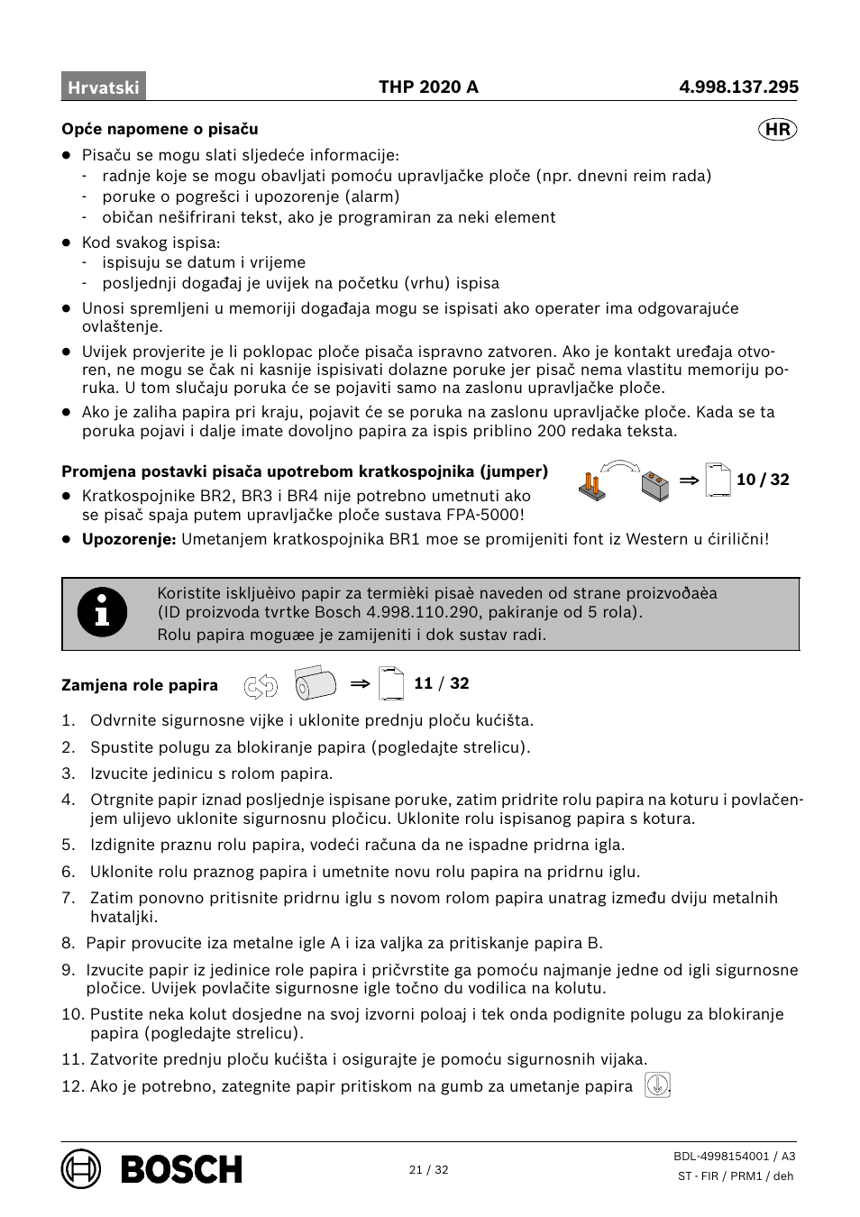 Bosch THP 2020 A Thermal Printer User Manual | Page 21 / 32
