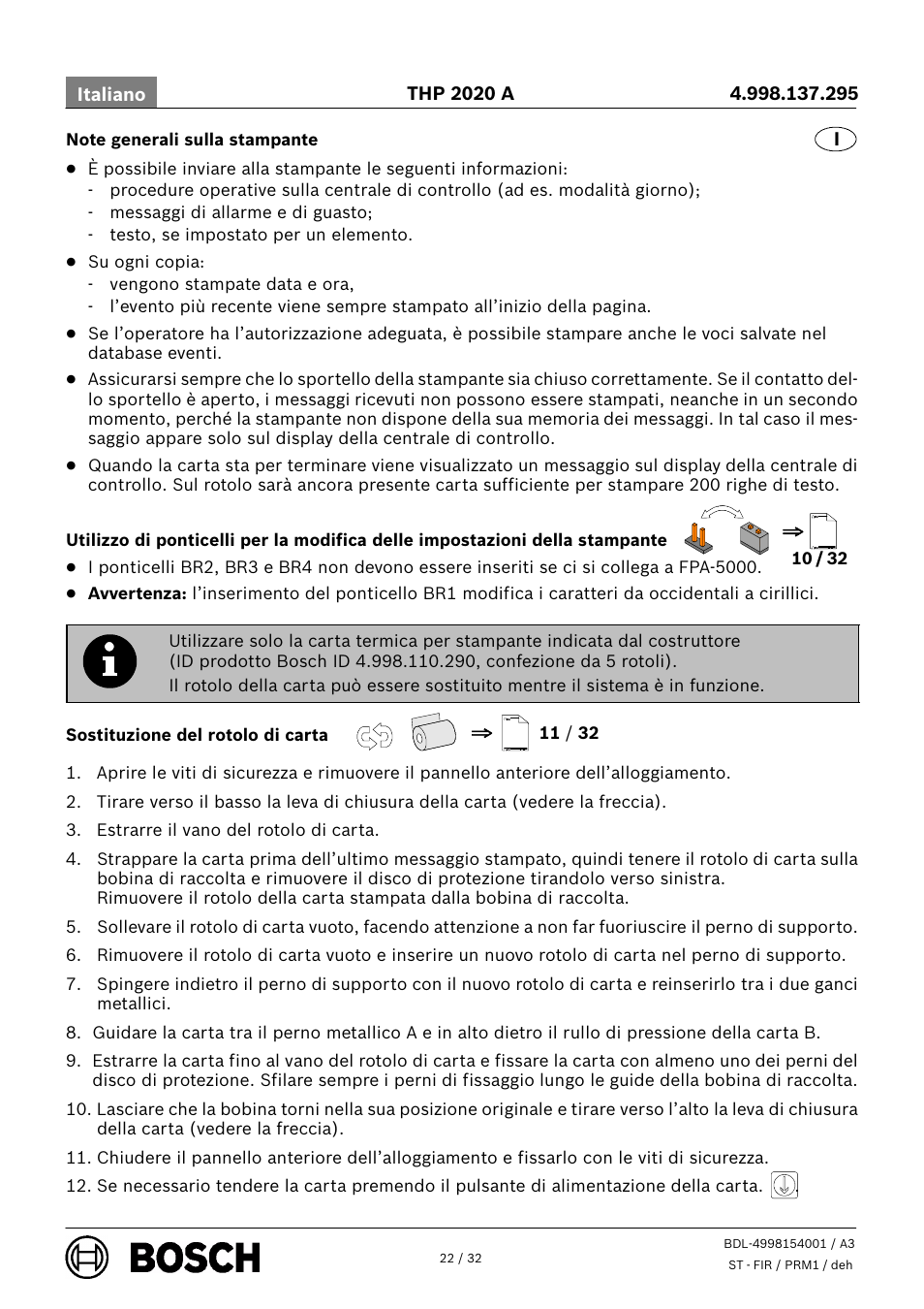 Bosch THP 2020 A Thermal Printer User Manual | Page 22 / 32