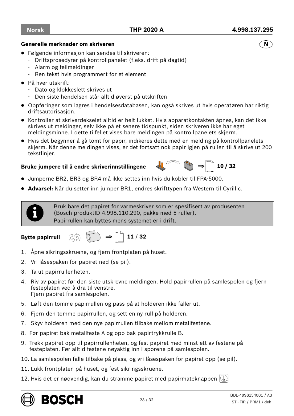 Bosch THP 2020 A Thermal Printer User Manual | Page 23 / 32
