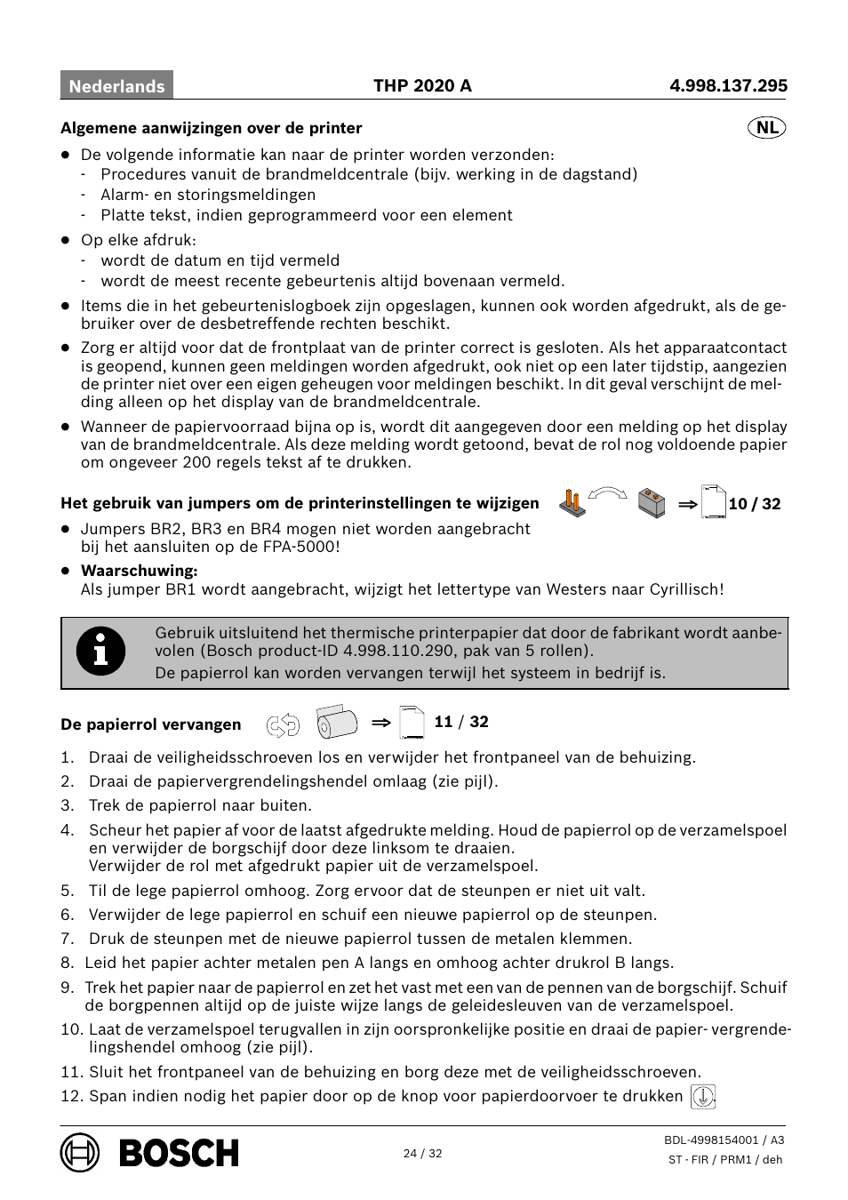 Bosch THP 2020 A Thermal Printer User Manual | Page 24 / 32