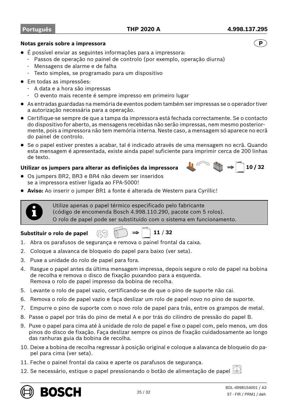 Bosch THP 2020 A Thermal Printer User Manual | Page 25 / 32